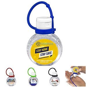 "Santiago" 1 oz.Hand Sanitizer Antibacterial Gel with Adjustable Silicone Carry Strap - Full Color-1